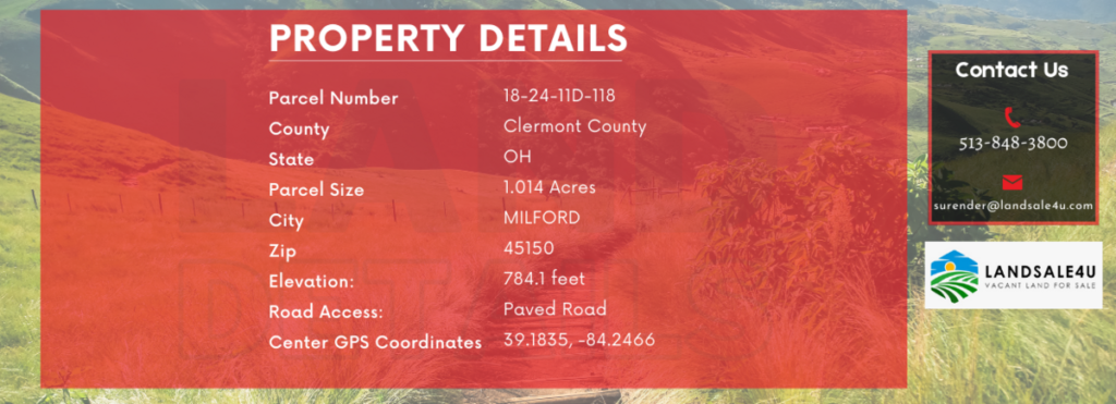 R-2 Residential Land For Sale in Milford Ohio | Clermont County 