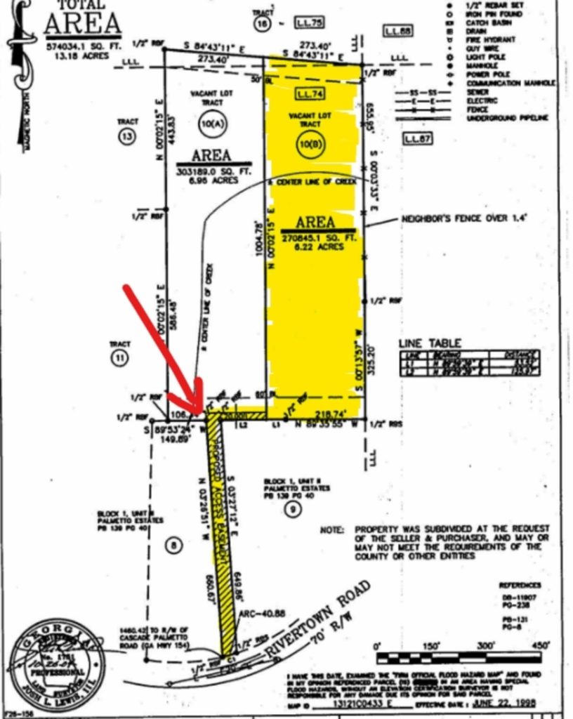 large 1 Prime Agricultural/ Residential Land for Sale in Fairburn, GA – 6.22 Acres with Easement Access (Fulton county)