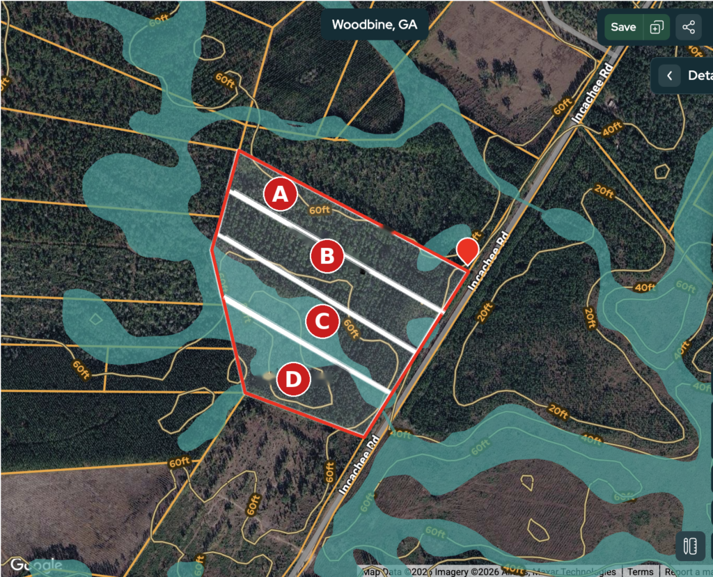 Camden Reserve Lot Split Map A D 10 Acres in Camden County, GA | Waverly | Coastal Georgia Near I-95